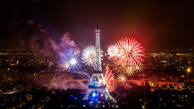 Sparkling Eiffel Tower with French colors