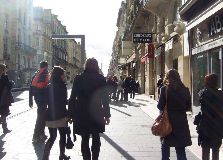 My friend and I walking down Cours de l'intendance in Bordeaux